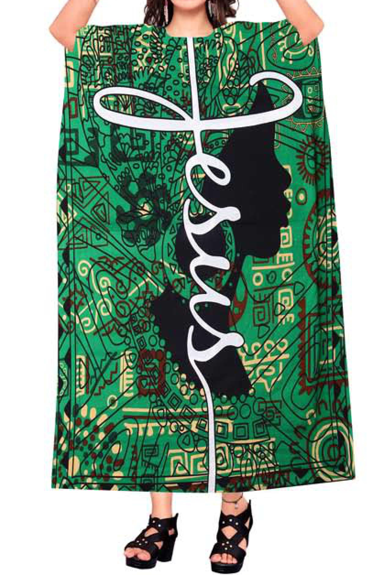 Women's Digital Print Dashiki Kaftan Dress - One Size Fits Most