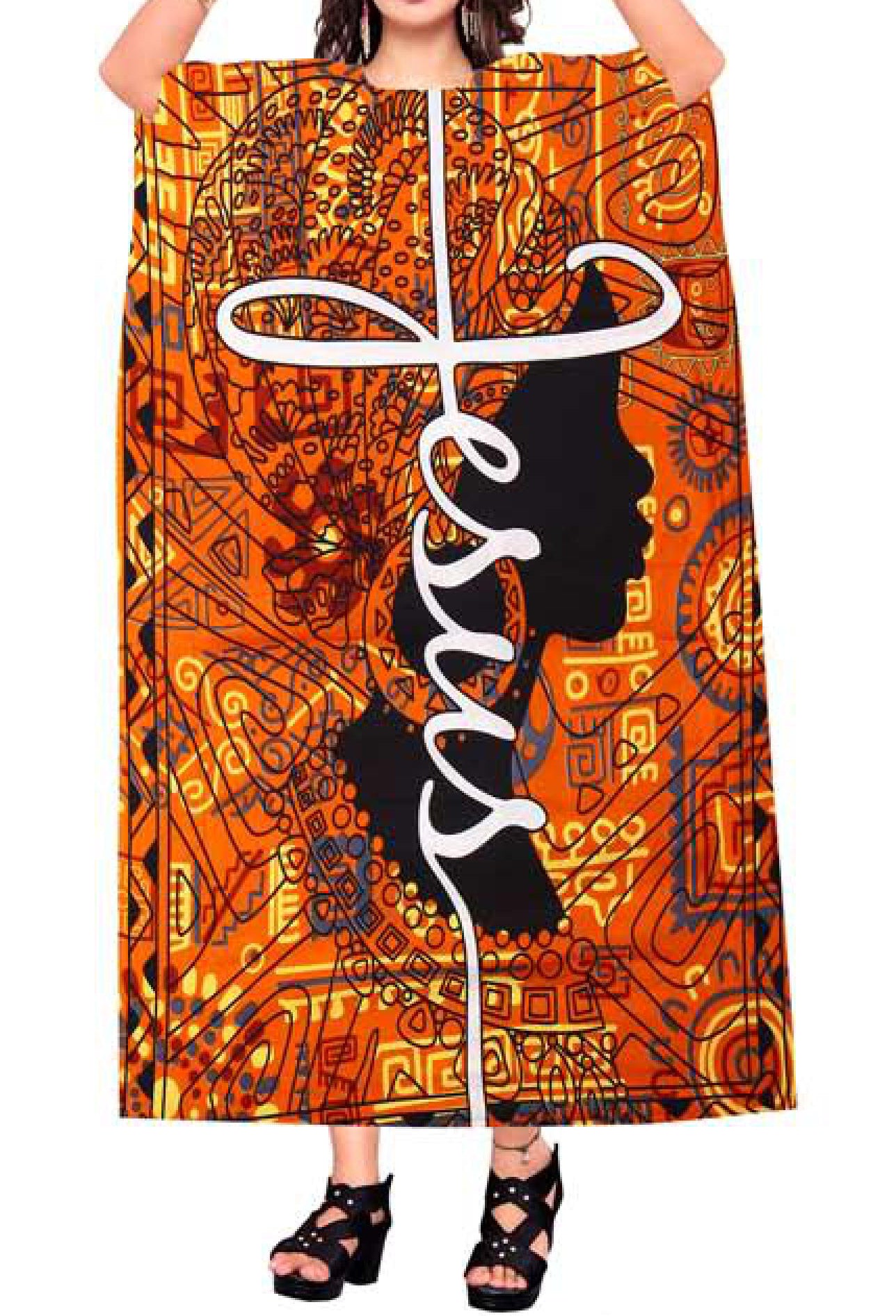 Women's Digital Print Dashiki Kaftan Dress - One Size Fits Most