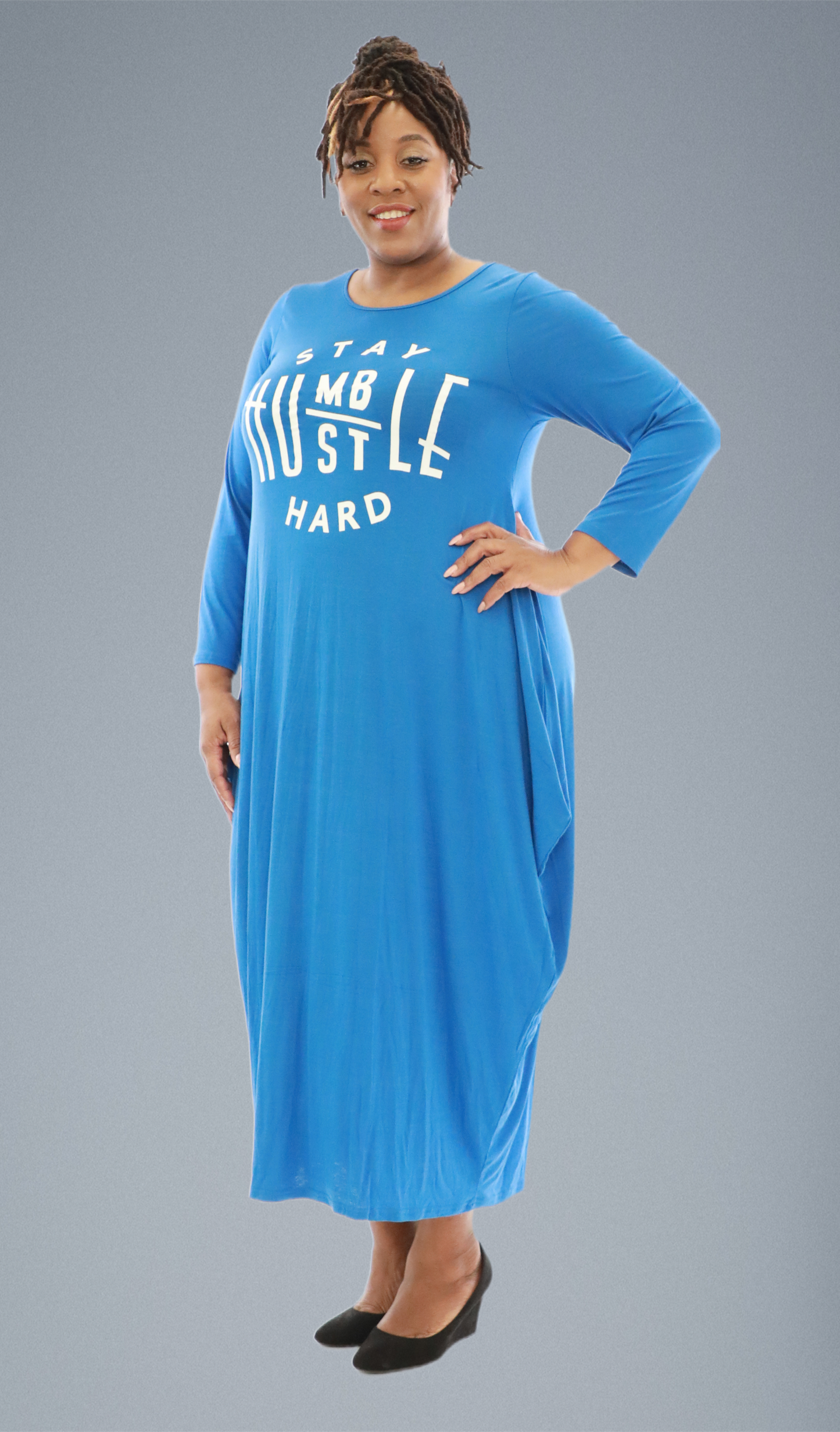 Women's "Stay Humble" Baggy Dresses With Side Pockets