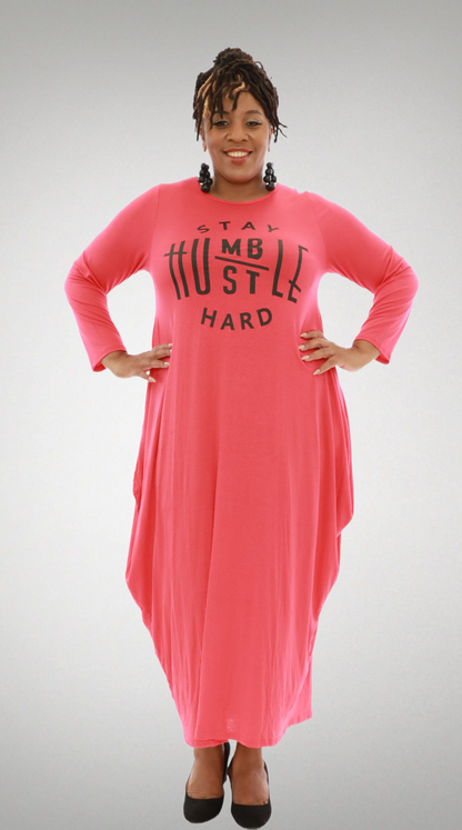 Women's "Stay Humble" Baggy Dresses With Side Pockets