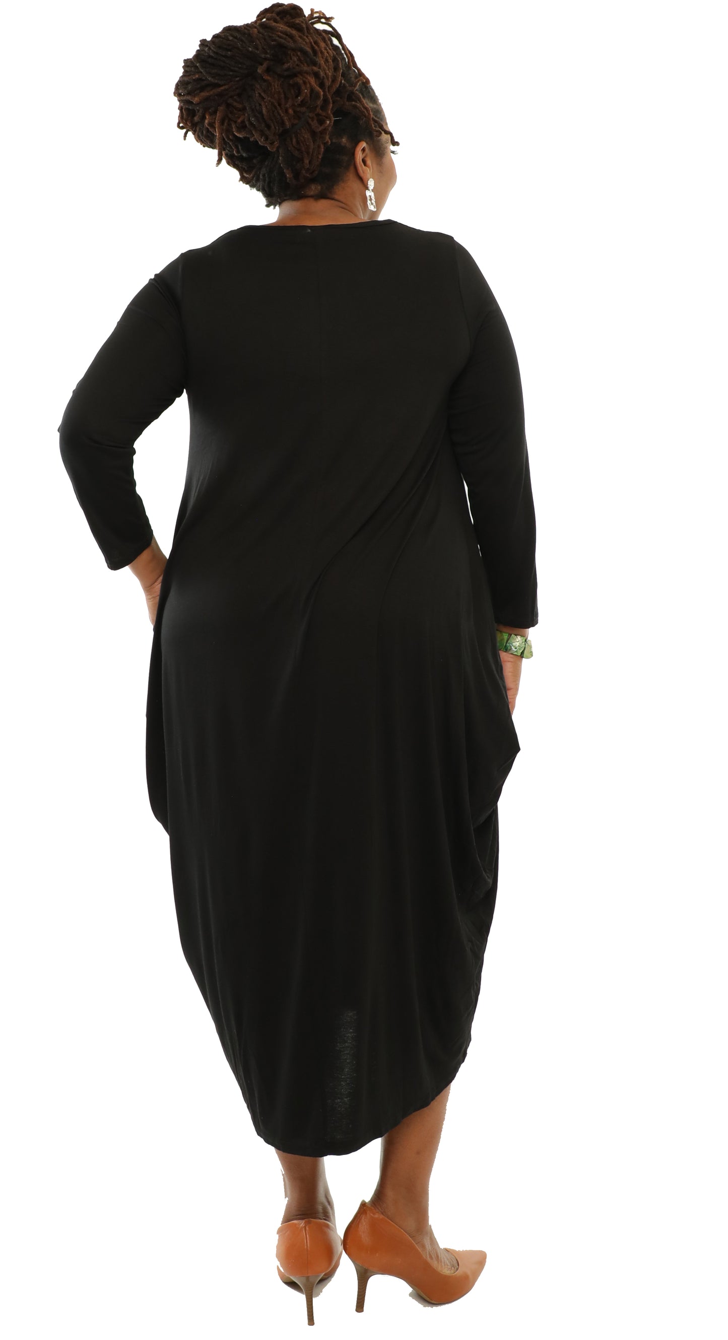 Women's Oversize Loose-Fit Comfortable Baggy Dress Full Sleeves With Side Pockets - One Size Fits All