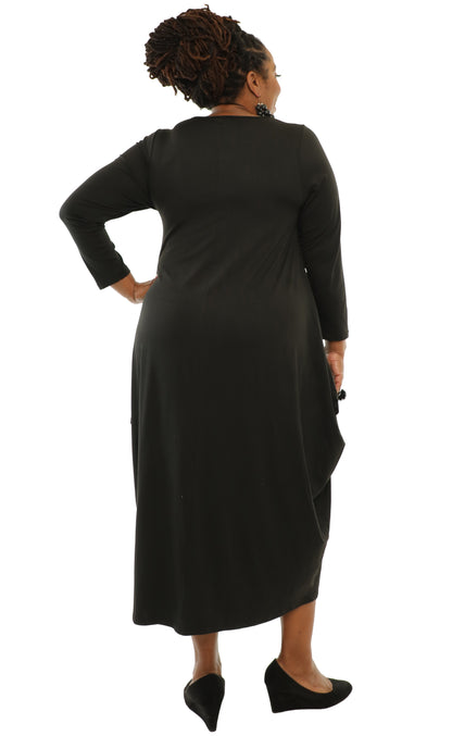 Women's Oversize Loose-Fit I'M Blessed Black Comfortable Baggy Dress Full Sleeves With Side Pockets - One Size Fits All