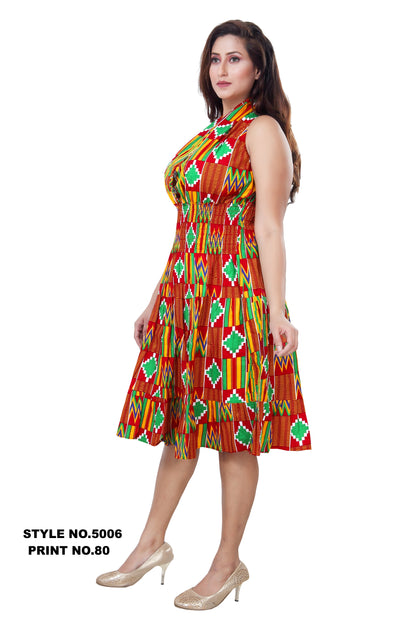 African Print Short Halter Maxi Dress (Colorful Print)