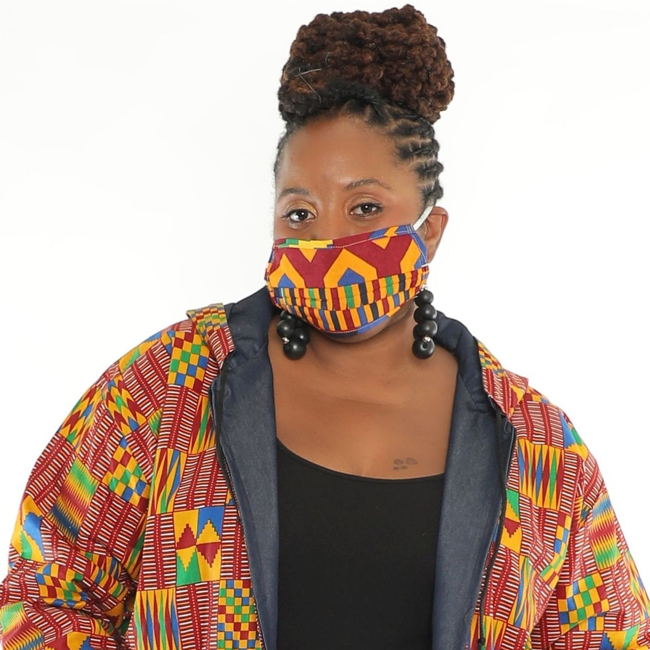 Kente Print 2 Layer African Print Reusable Face Mask - 100% Cotton