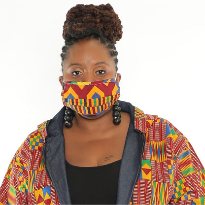 Kente Print 2 Layer African Print Reusable Face Mask - 100% Cotton