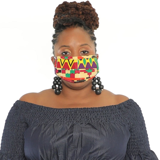 African Print 2 Layer Reusable Face Mask - 100% Cotton