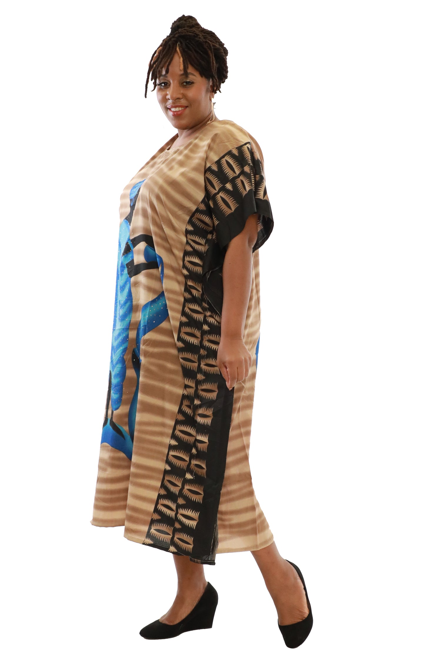 Women's African Print Dashiki Kaftan Dress - One Size Fits Most