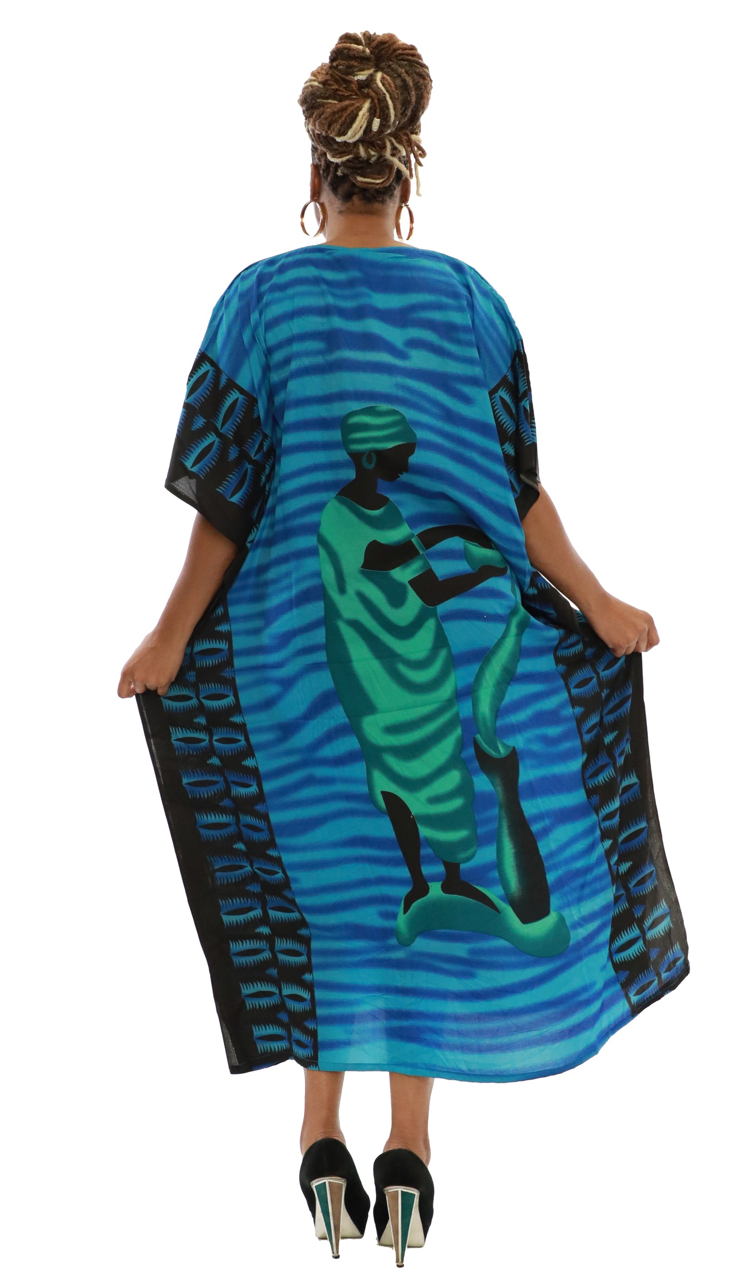 Women's African Print Dashiki Kaftan Dress - One Size Fits Most