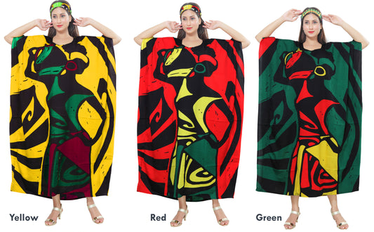 Women's African Print Dashiki Kaftan Dress - One Size Fits Most