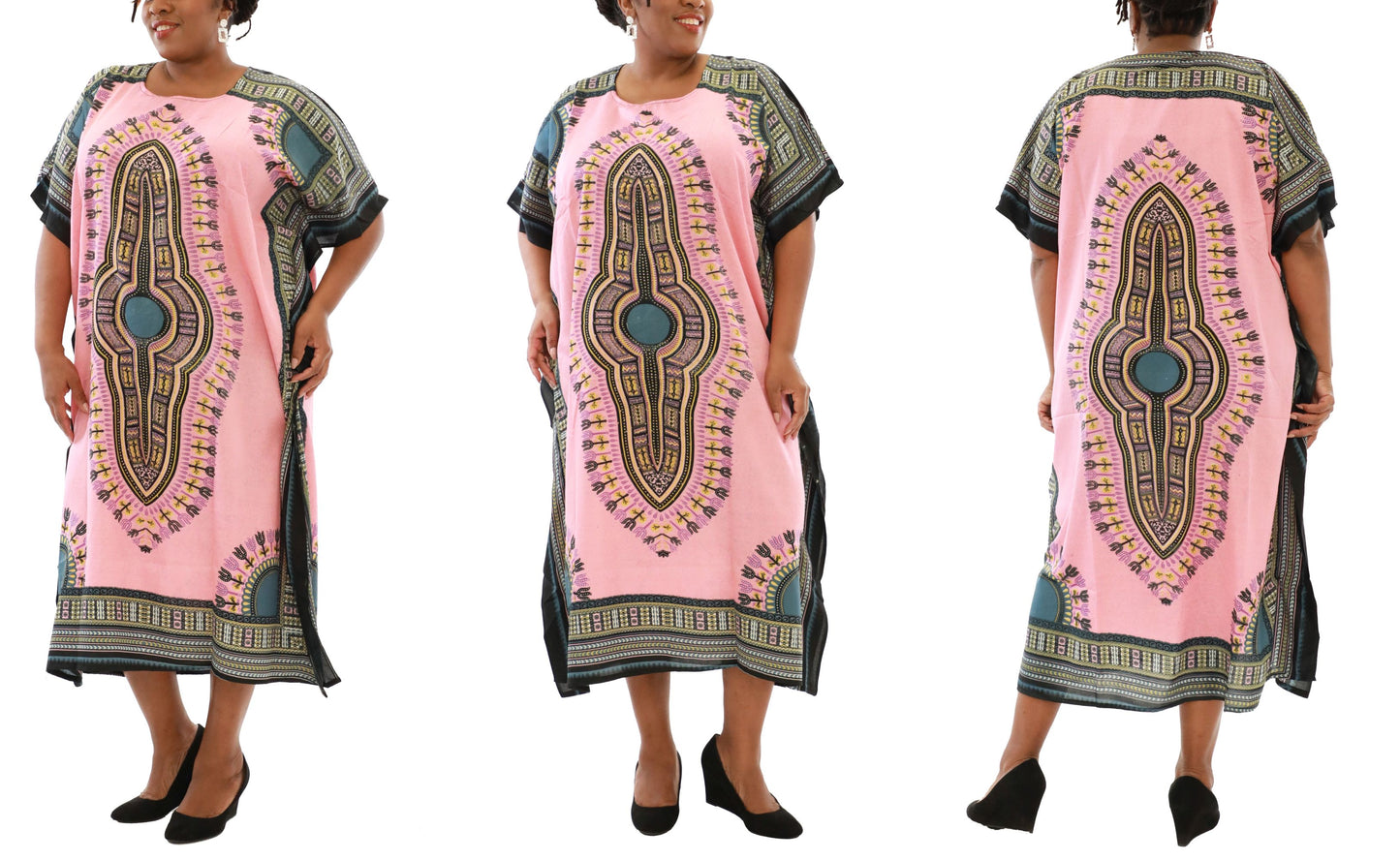 Women's African Dashiki Print Maxi Kaftan Dress - One Size Fits Most