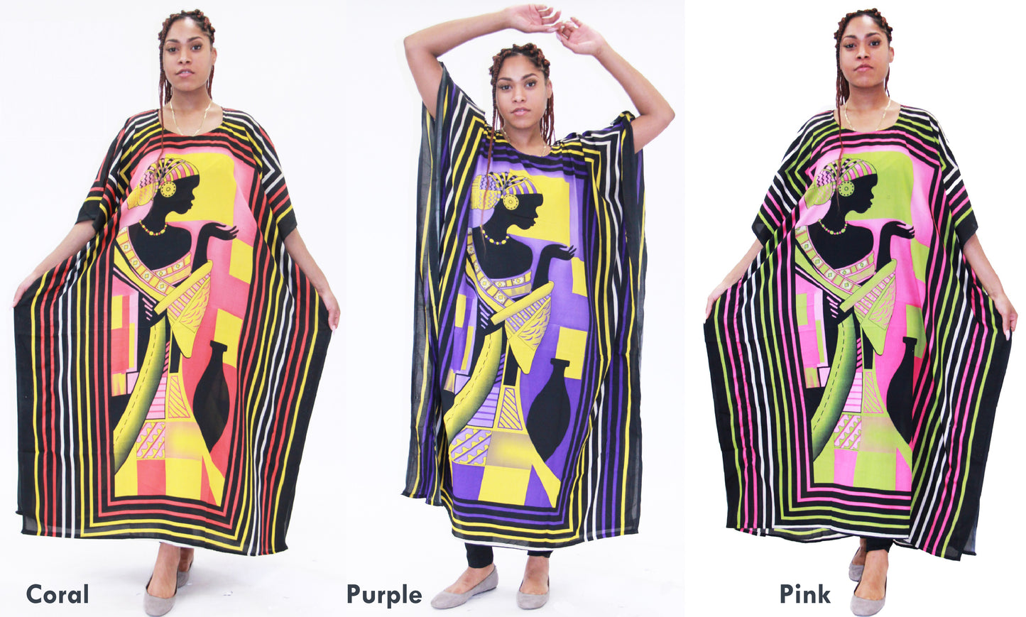 Women's African Print Dashiki Kaftan Dress - One Size Fits Most