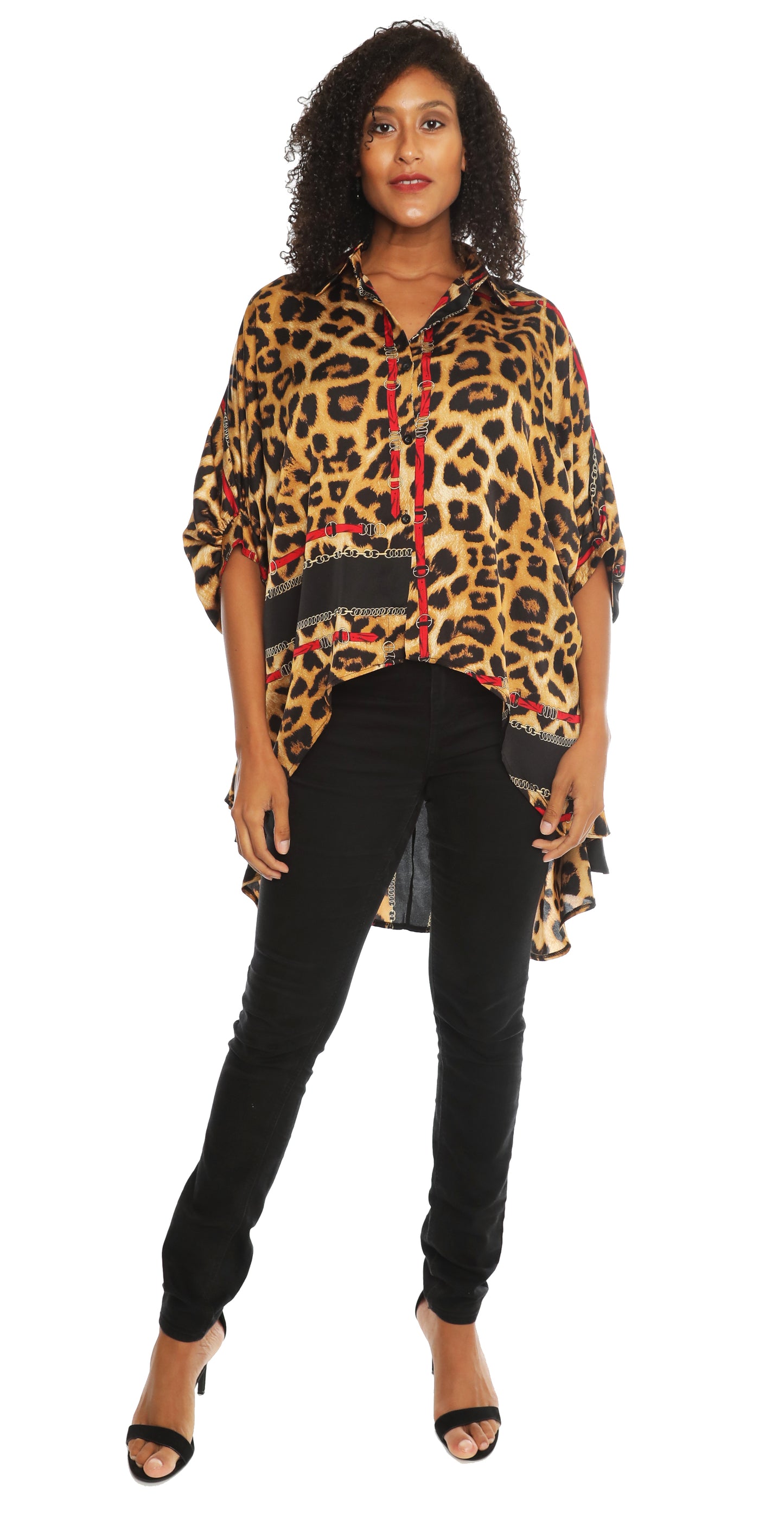 Sexy & Stylish Hi-Low Ultra-Chic Button Down Shirt - Leopard Print