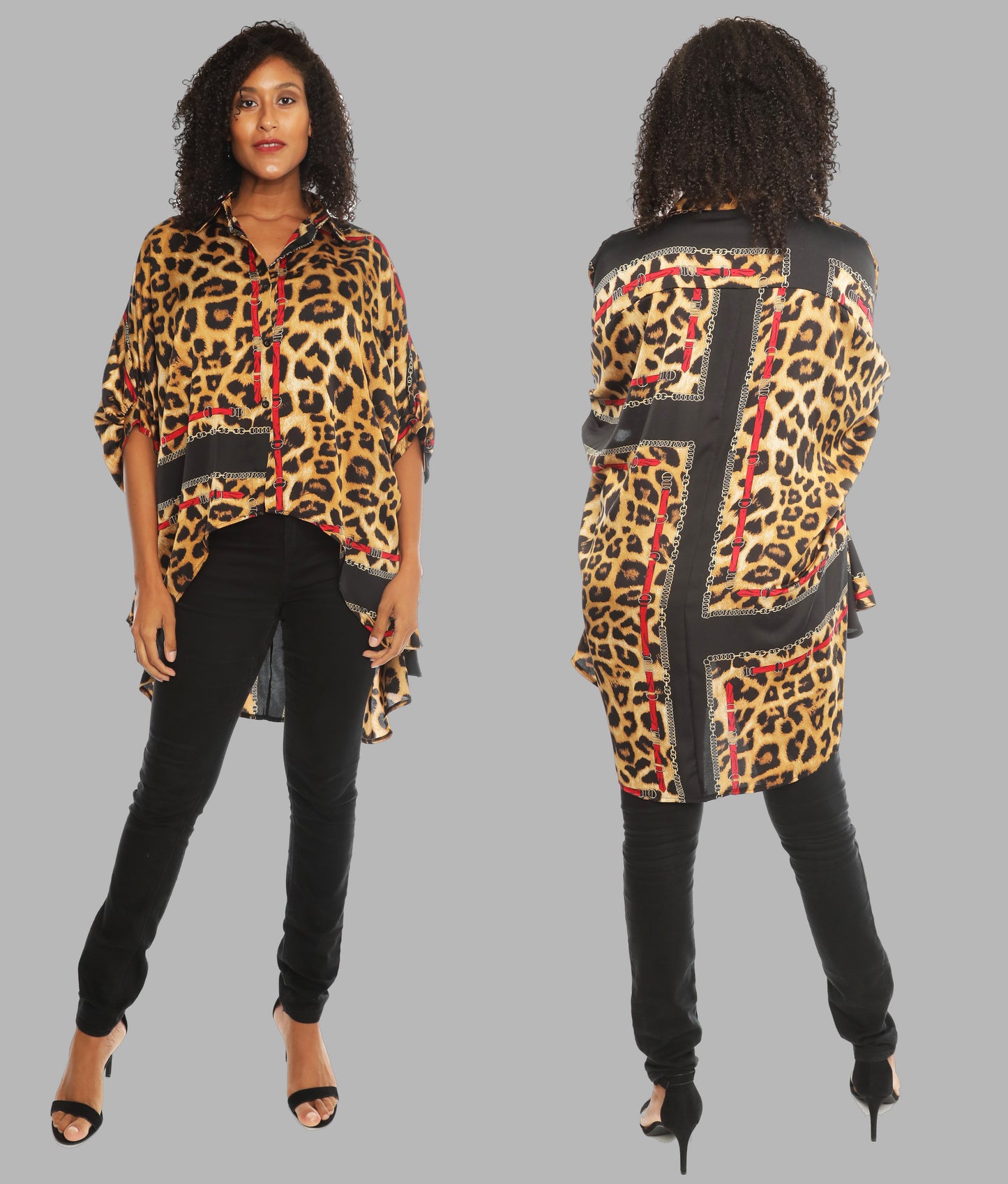 Sexy & Stylish Hi-Low Ultra-Chic Button Down Shirt - Leopard Print