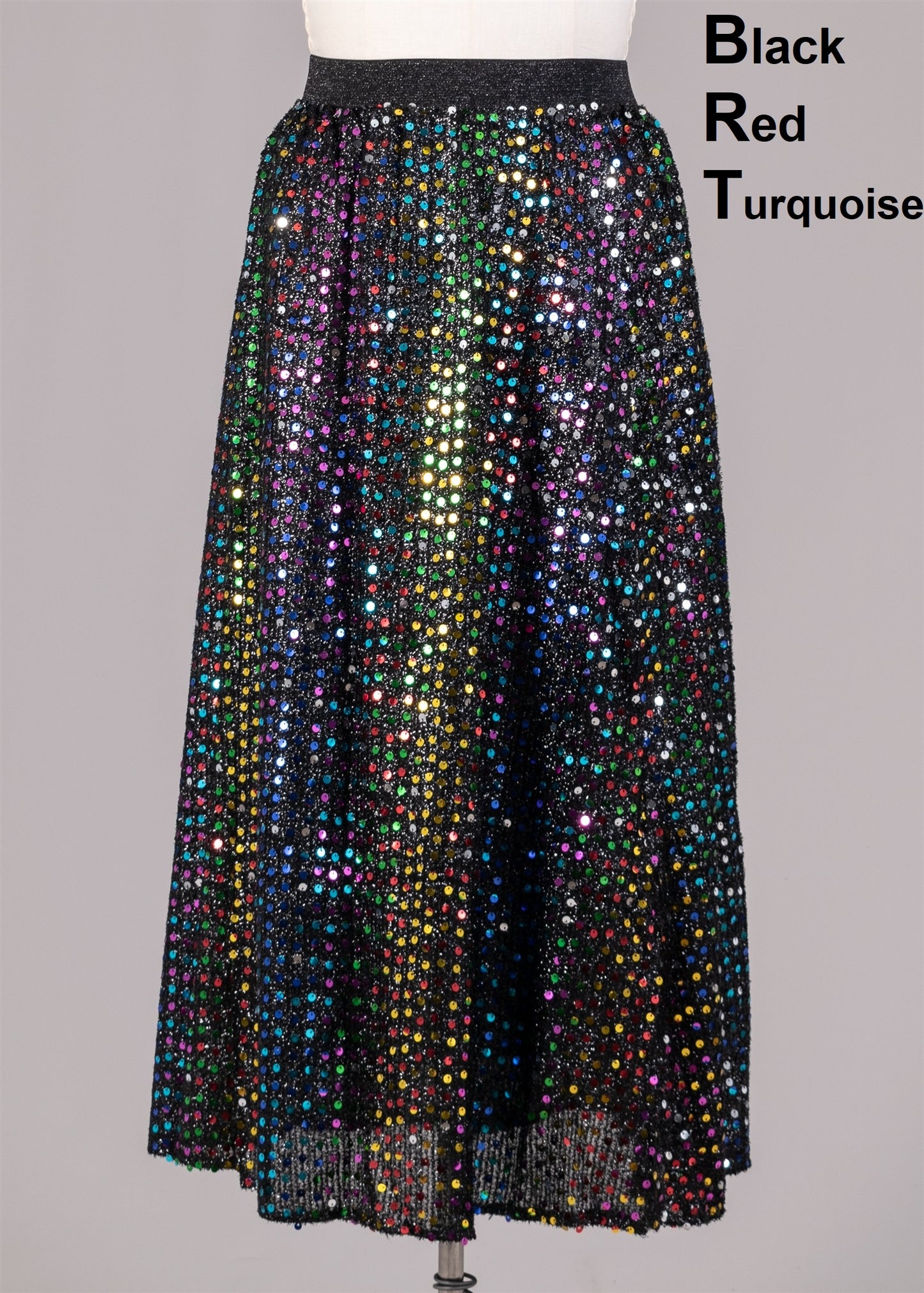 Black Spray Midnight Blue Sequin Maxi Skirt - Plus Size Available