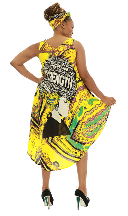 Women's Sleeveless African Verbiage Rayon Summer Dress Sundress