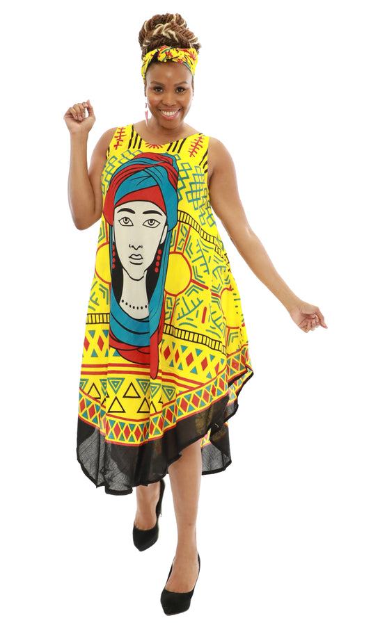 Women's Sleeveless African Print Rayon Summer Dress Sundress