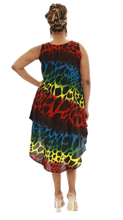 Women's Sleeveless Colorful Print Rayon Summer Dress Sundress