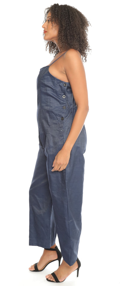 Square Neck Wide Leg Denim Jumpsuit