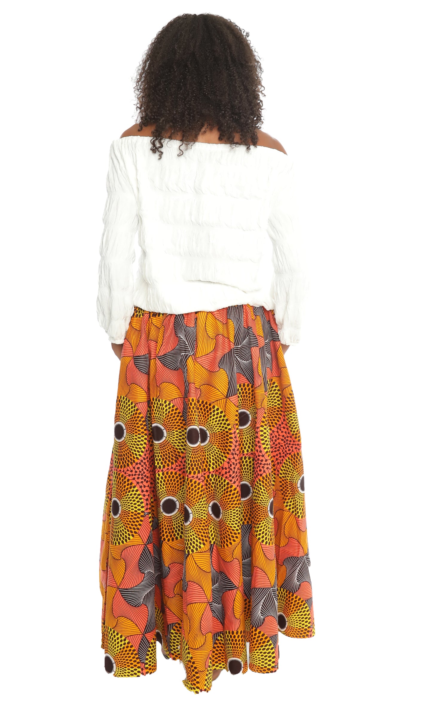 African Print Button Down 8 Panel Skirt