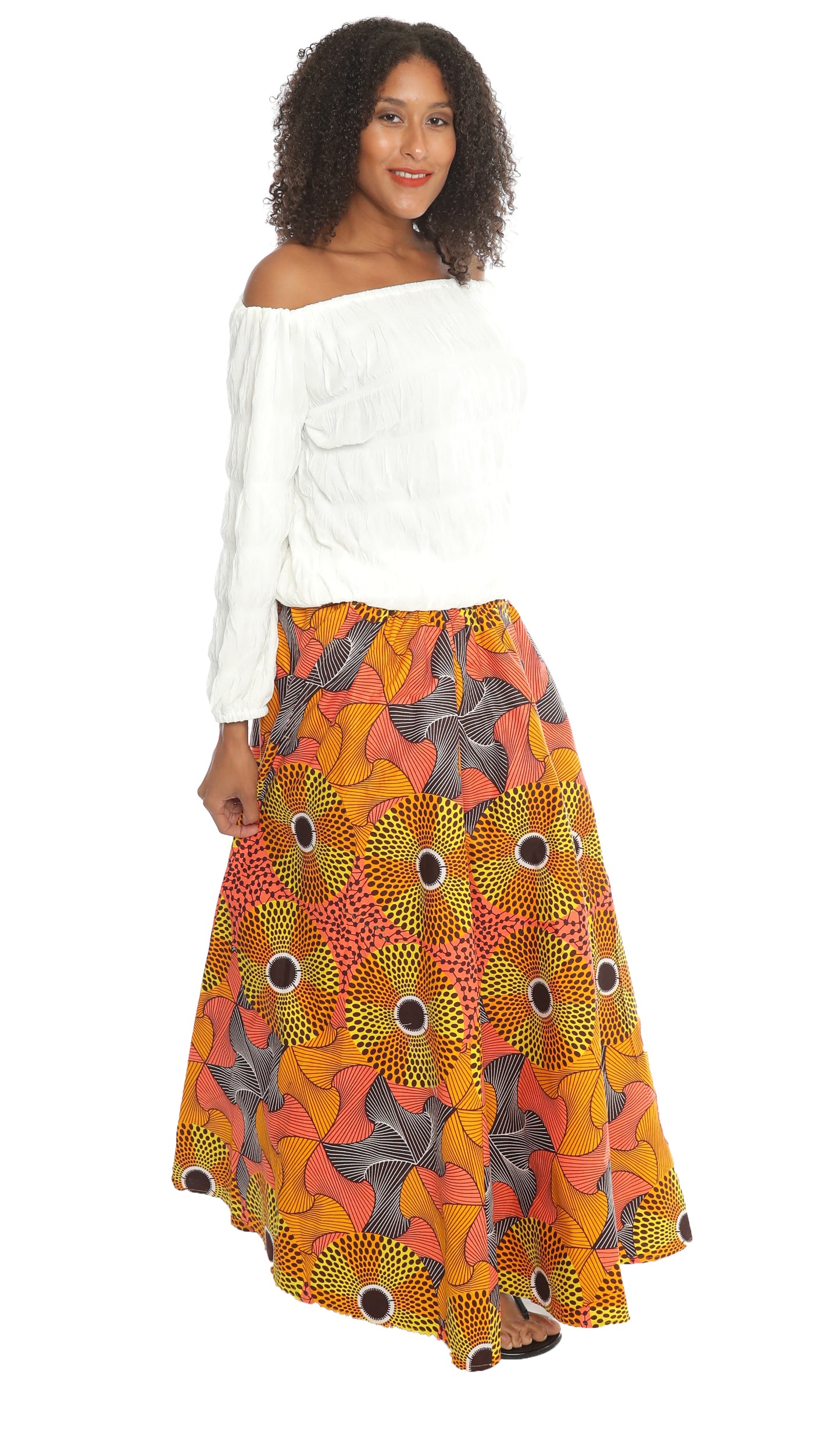 African Print Button Down 8 Panel Skirt