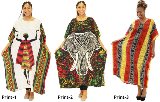 Women's African Dashiki Print Kaftan Dress - One Size Fits Most