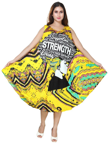 Women's Sleeveless African Verbiage Rayon Summer Dress Sundress