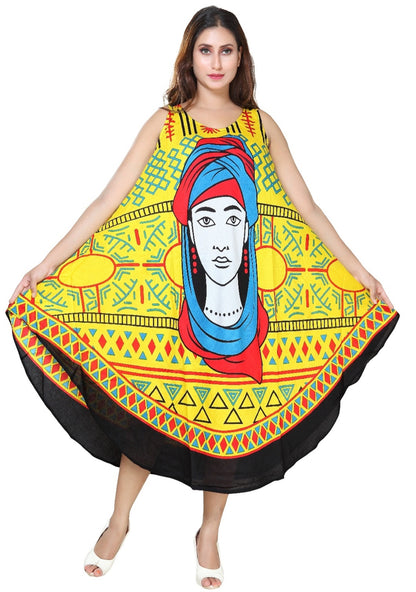 Women's Sleeveless African Print Rayon Summer Dress Sundress