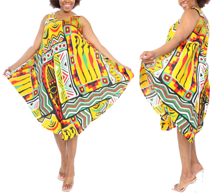 Women's Sleeveless African Print Rayon Summer Dress Sundress